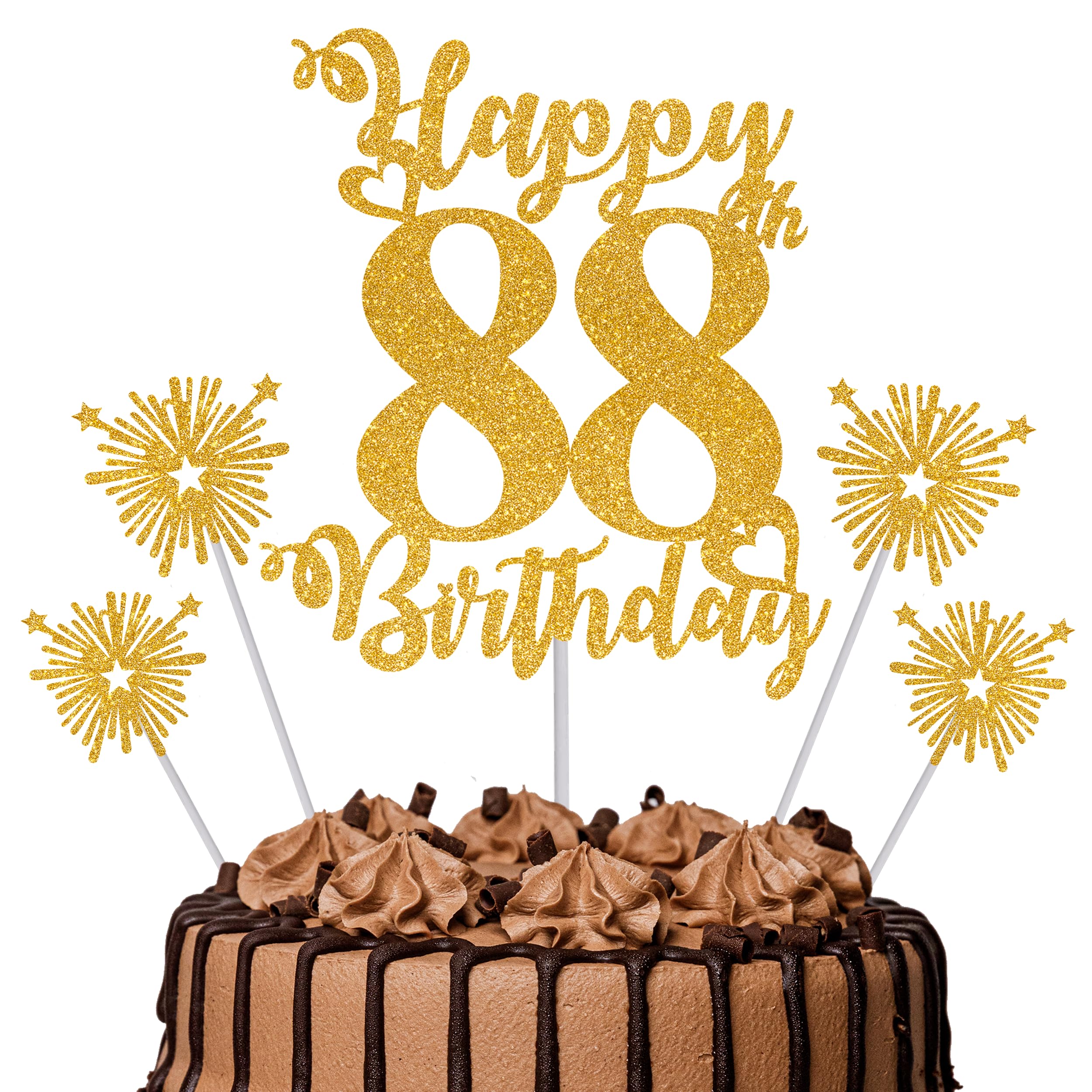 Gold Glitter 96th Birthday Cake Topper Set – 5 Piece Premium Glitter Birthday Decoration & Party Supplies for Men, Women & Kids – 96th Birthday — view 95