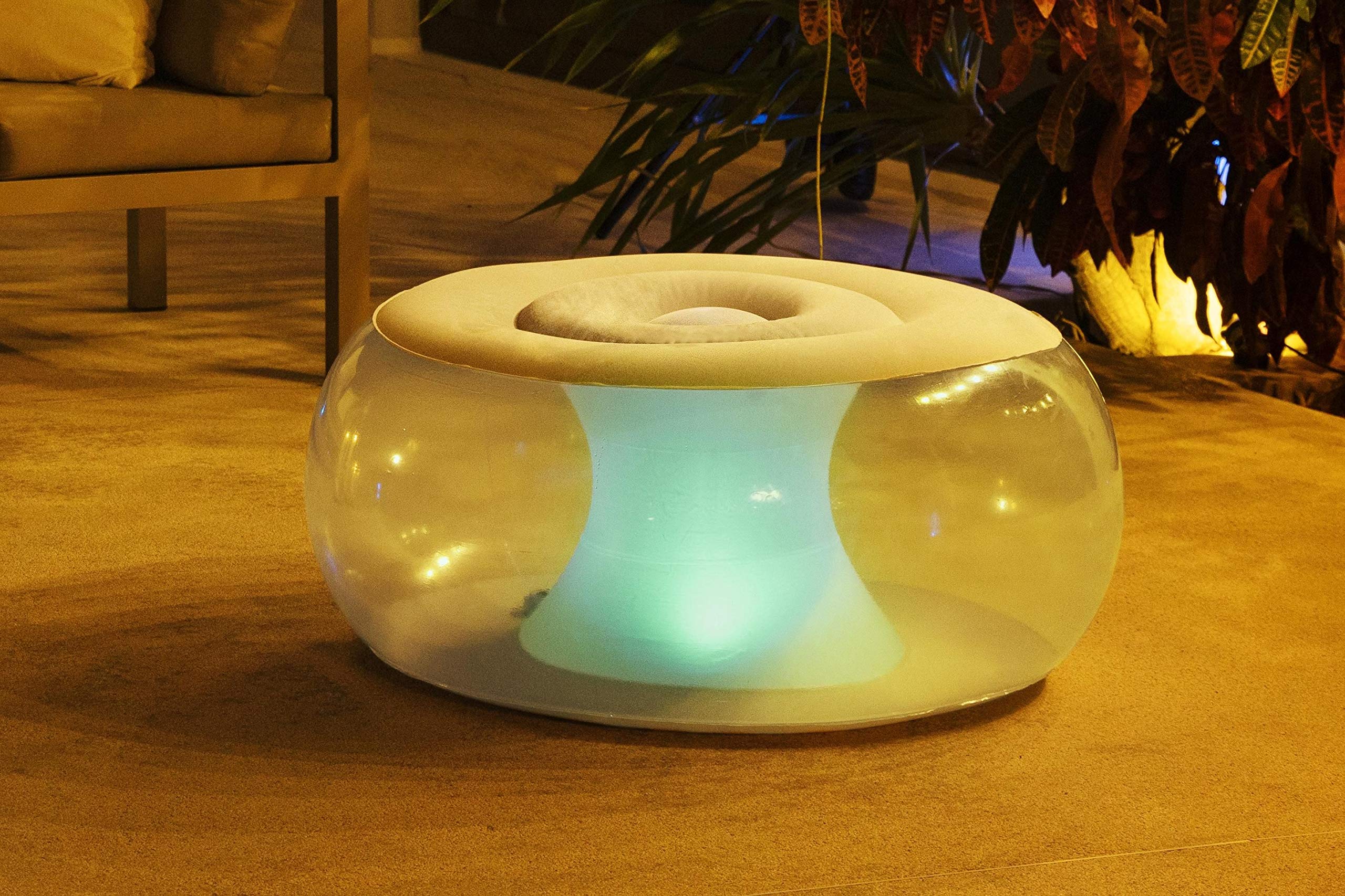 BESTWAY Pouf gonflable rond avec LED multicolore 82 x 82 x 41 cm