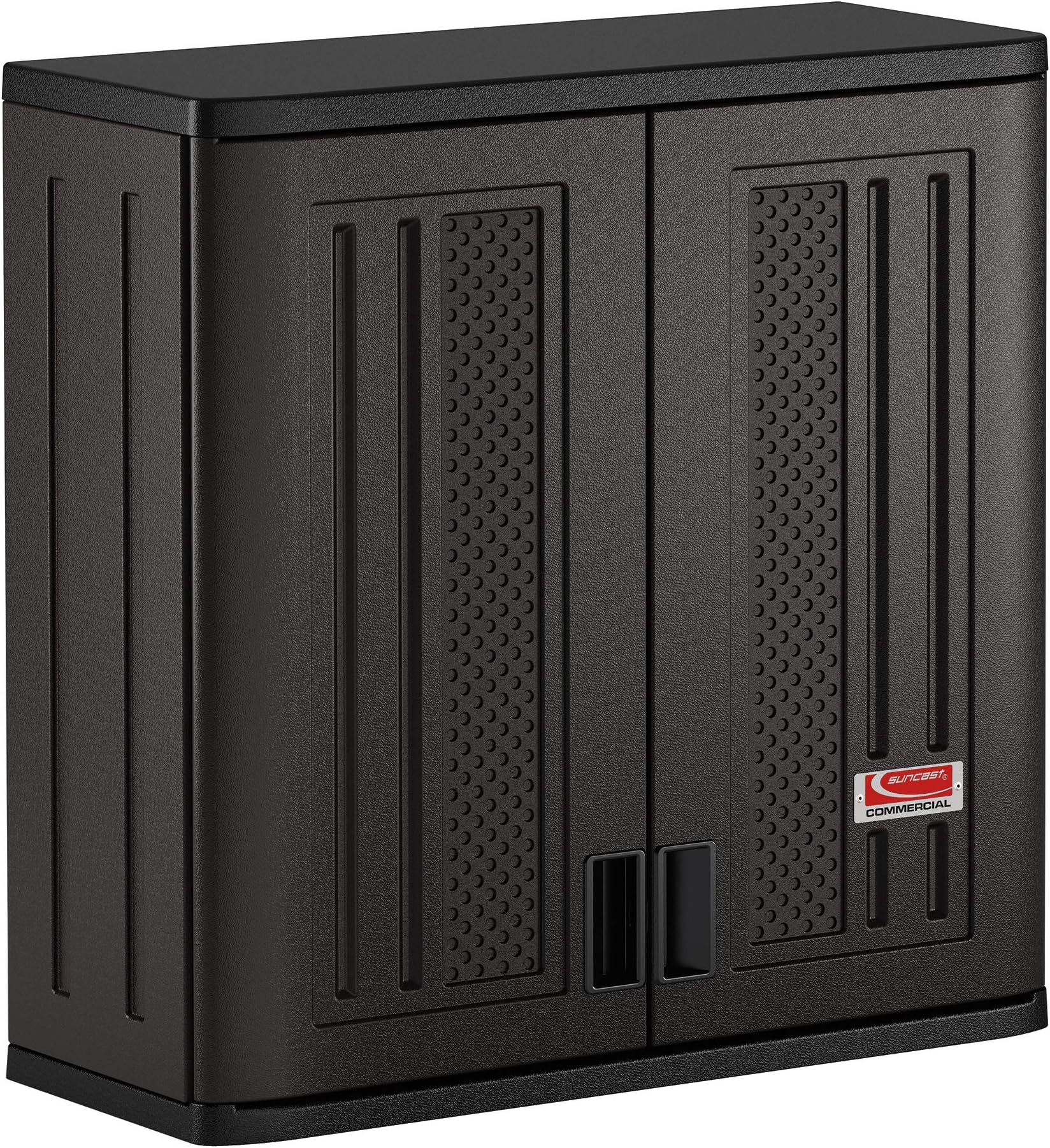 4 Cubic Ft. Heavy-Duty Resin Wall Cabinet with Adjustable Metal-Reinforced Shelf, and Lockable Handles for Indoor and Outdoor Storage, Black, Made in the USA