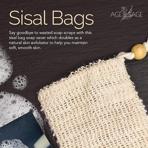 Miniatura 4 de Barra de jabón natural con bolsa de sisal, juego de barra de jabón artesanal vegano para mujeres, jabón corporal en bolsa de jabón, jabones de baño