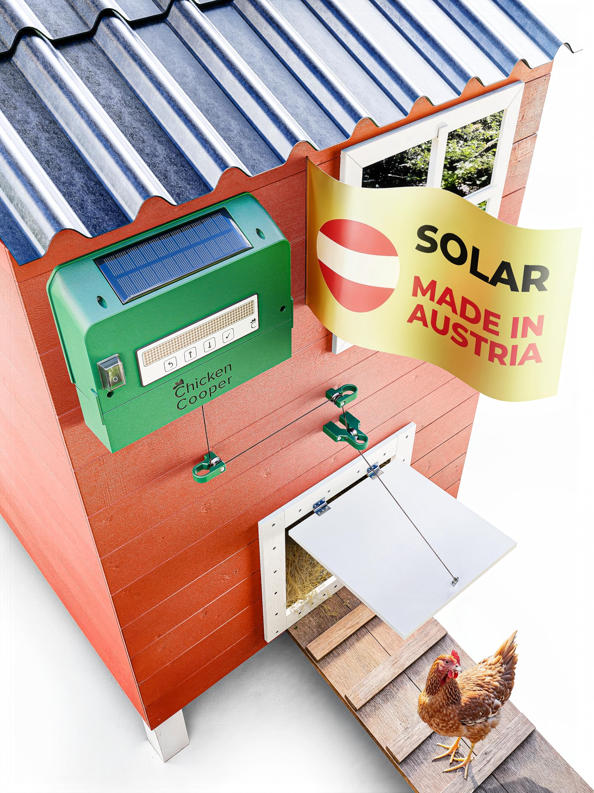 Abrepuertas solar de 5 kg para gallinas, programación automática del tiempo y ajuste del estado, con memoria integrada y doble rodillo, para la mayoría de los conejos de aves de corral.
