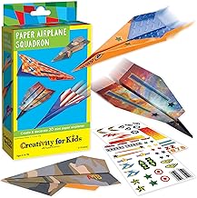 Creativity for Kids Paper Airplane Squadron - Create 20 Paper Airplanes, Crafts for Boys and Girls, Stocking Stuffers and Gift for Boys, Kids Activities (Ages 6+)