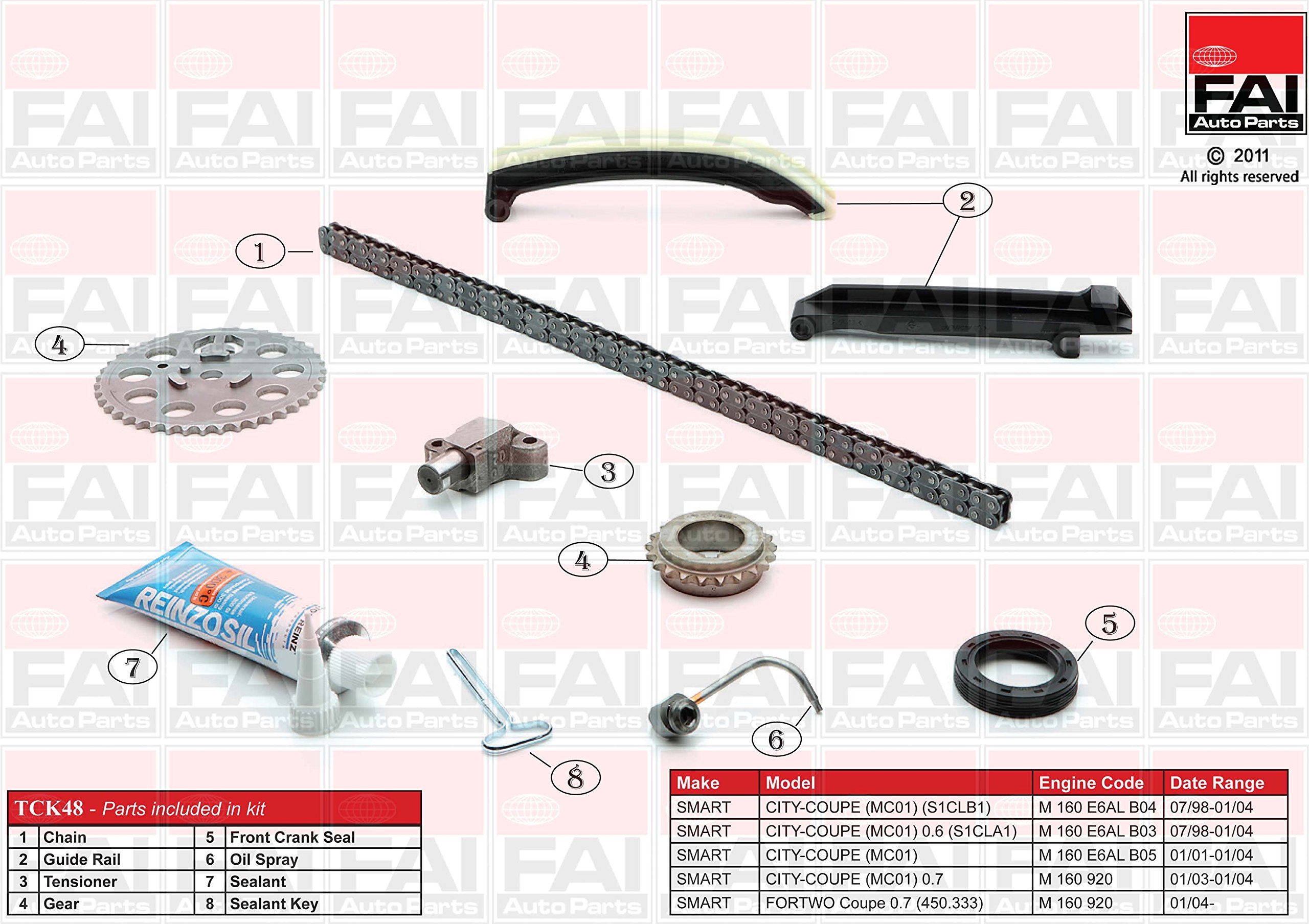 TCK48 Timing Chain Kit Upper Fits Smart Cabrio City-Coupe By FAI AutoParts