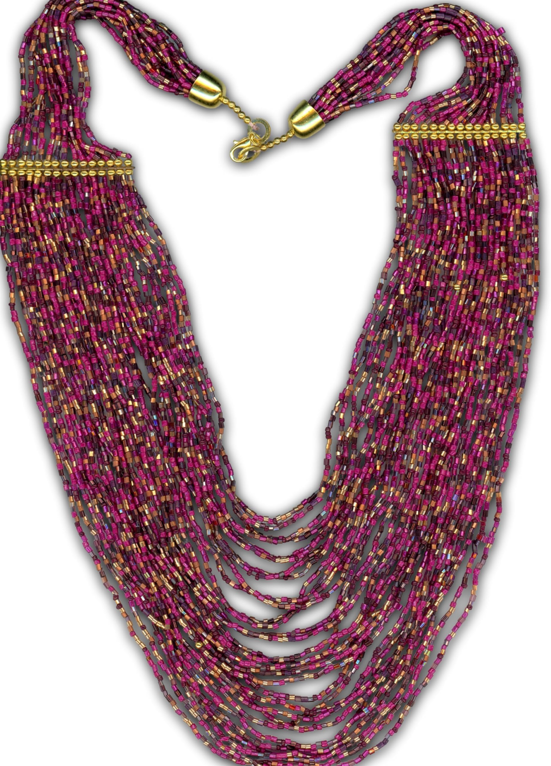 DCA Multicolor Glass Women Necklace (Maroon-Gold)