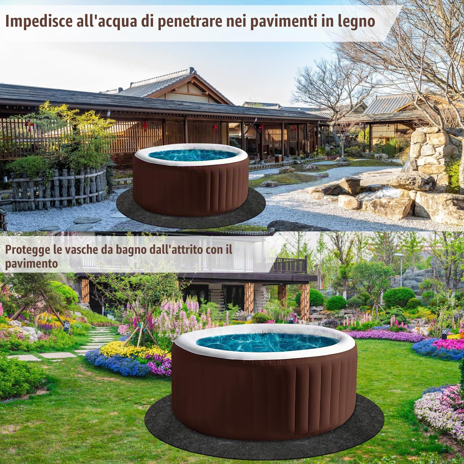 200cm Tappetino per Vasca Idromassaggio, Rotondo Tappetino per Piscina Assorbente Antiscivolo Tappetino per Piscina Fuori Terra per Esterni Interni Spa Proteggi Vasche Idromassaggio dall'Usura