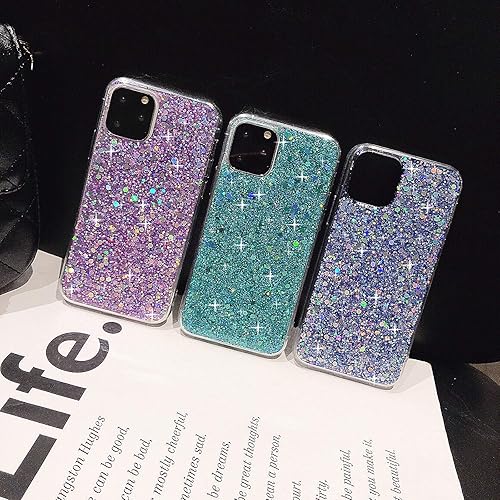 Miniatura 6 de Funda diseñada para iPhone 11 Pro Max, con purpurina brillante para mujeres y niñas, bonita funda de goma delgada, suave, TPU a prueba de golpes,