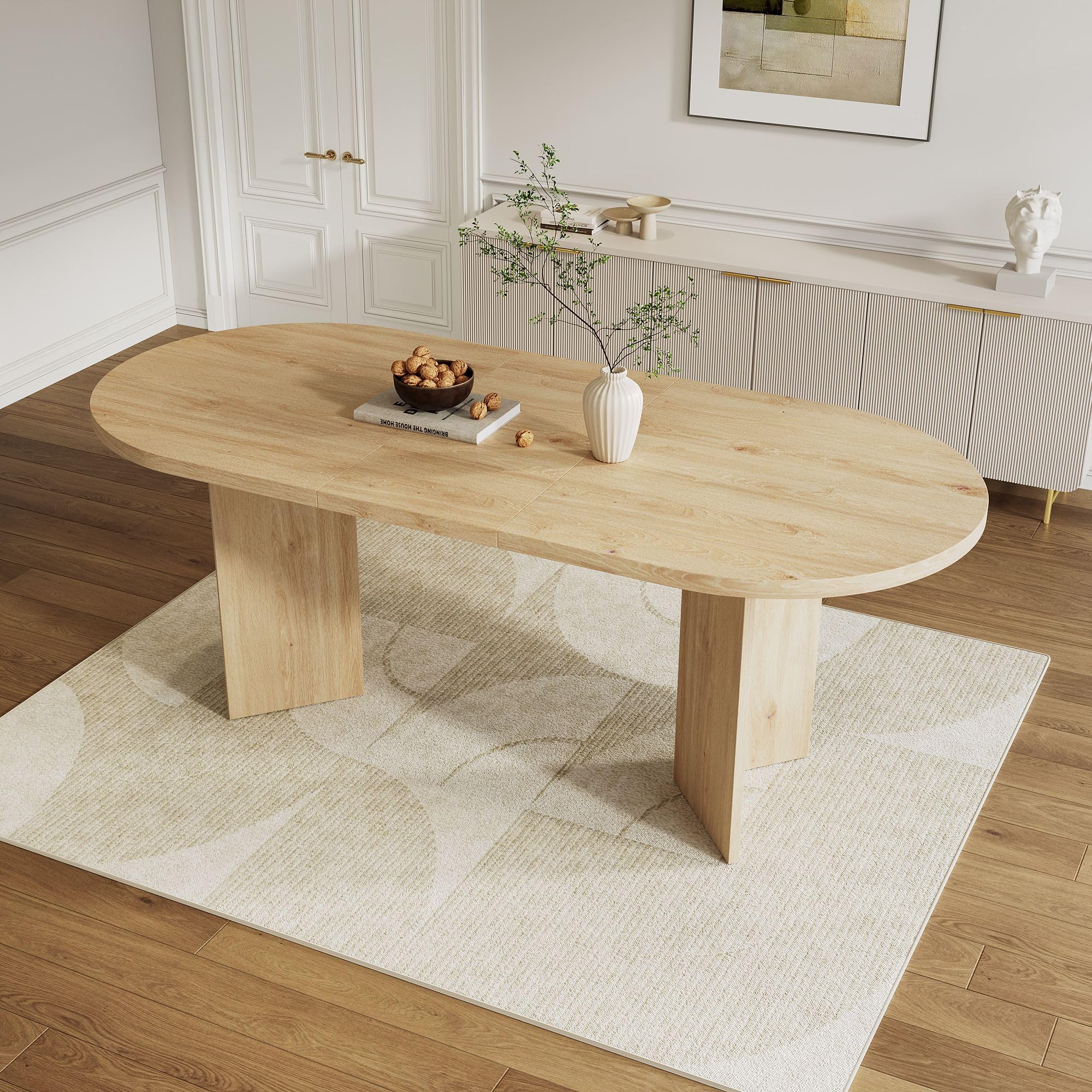 Table à manger ovale 160 x 80 x 75 cm MDF chêne Table de salle à manger