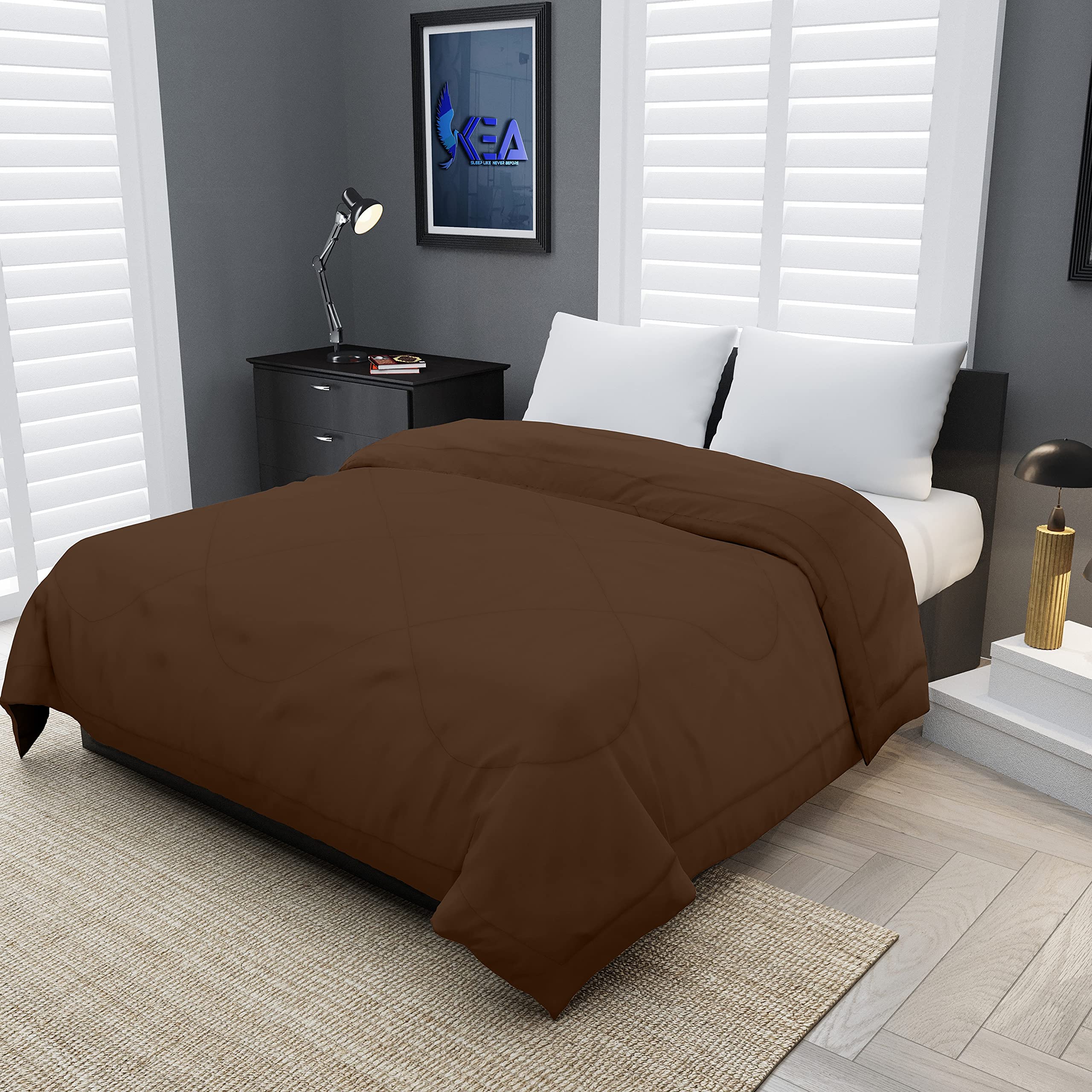 KEA Microfibre Reversible Single Bed Comforter/Duvet for All Weather (Brown, 250GSM)|Comforter Single-image-45