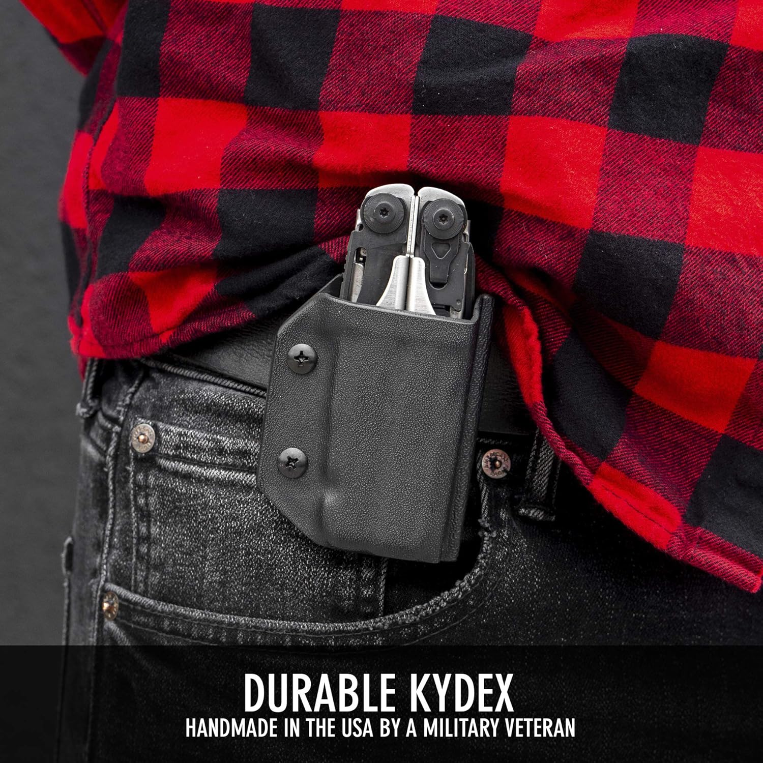 Clip & Carry Kydex Multitool Sheath for The Leatherman Surge - Made in USA - EDC Multi Tool Sheath Holder Holster Cover - Black