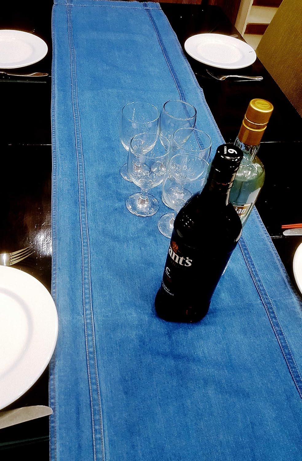 Table Runner Fall Denim for Parties Gatherings Daily Use Ideal Runner for Table Dinning Room and Kitchen Table Premium Quality Blue Table Runner (16 Inches x72 Inches)