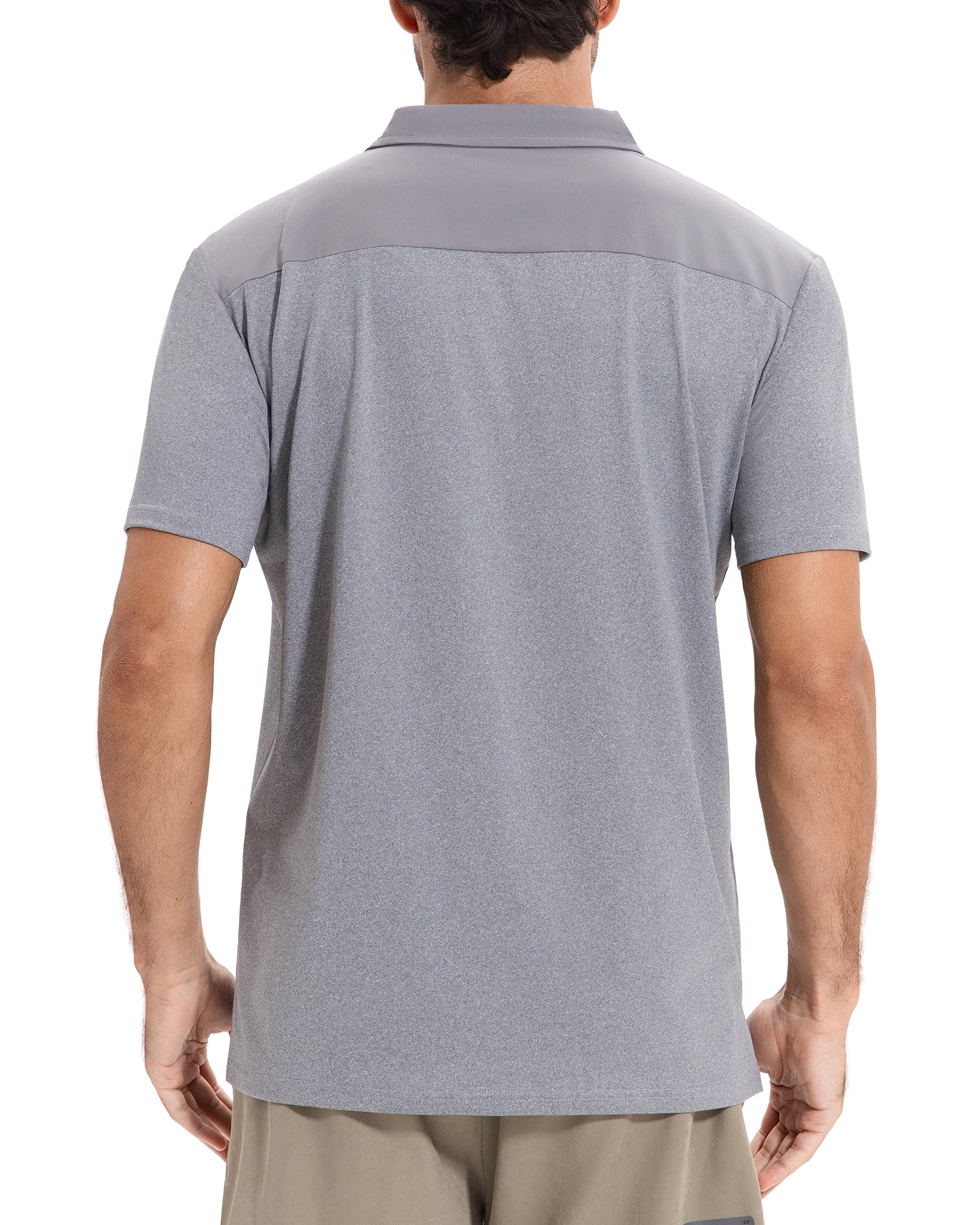 AMZSPORT Polos Manga Corta Hombre con Bolsillo Secado Rápido Transpirable Camisas Trabajo Hombre Verano Deporte Camiseta