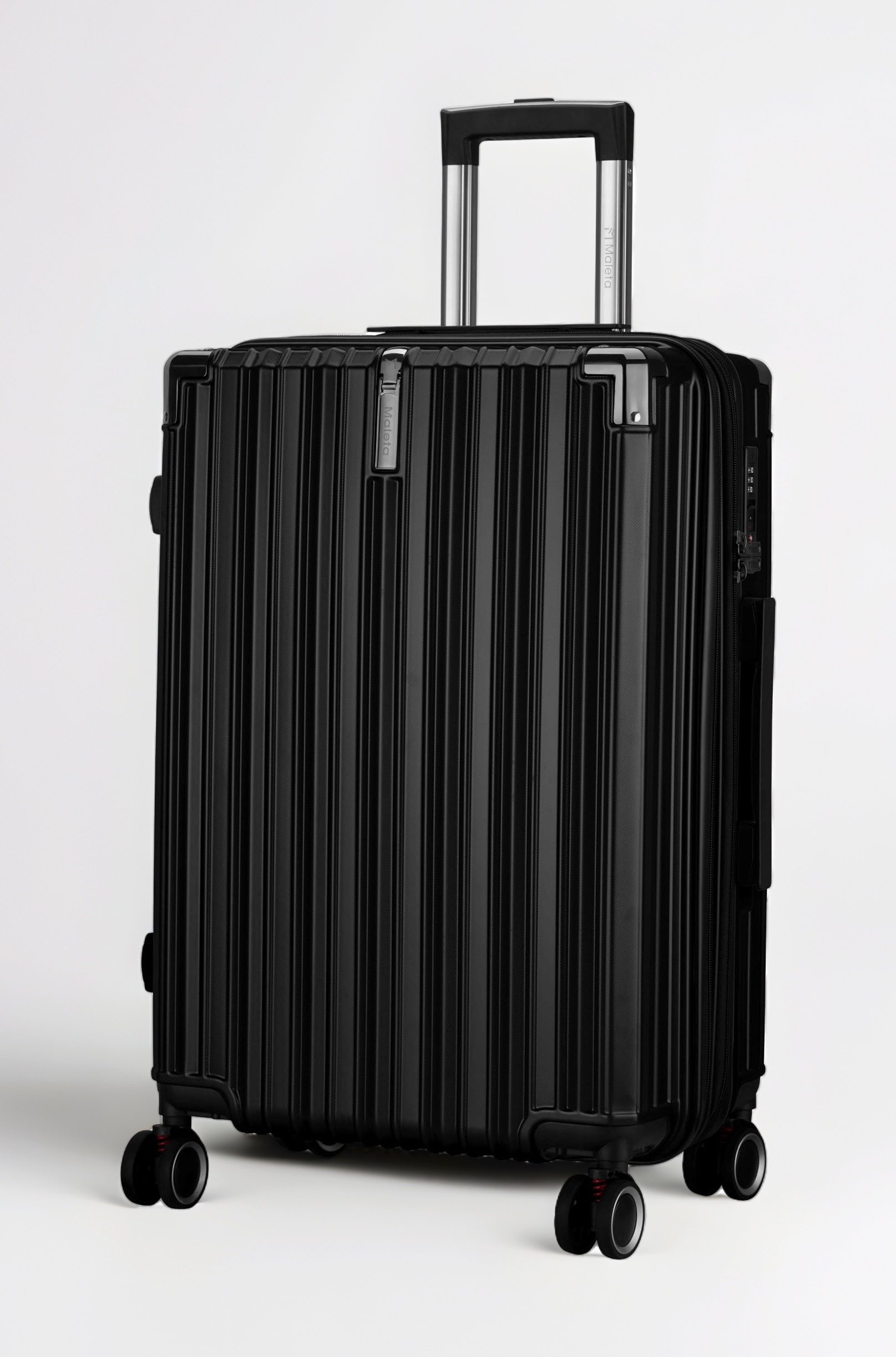 Maleta Nova Trolley Bag Check-in Medium | 65 cms, 8 Spinner Wheels | Hardside,Premium Material |TSA Lock, Medium Size Trolley Bags for Luggage| Travel Bag |(Black, Check-in Medium)