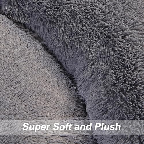 Miniatura 3 de PuppyPalace Cama calmante para perros de 30 pulgadas con funda extraíble, cama para perro con forma de dona antiansiedad, camas redondas de felpa