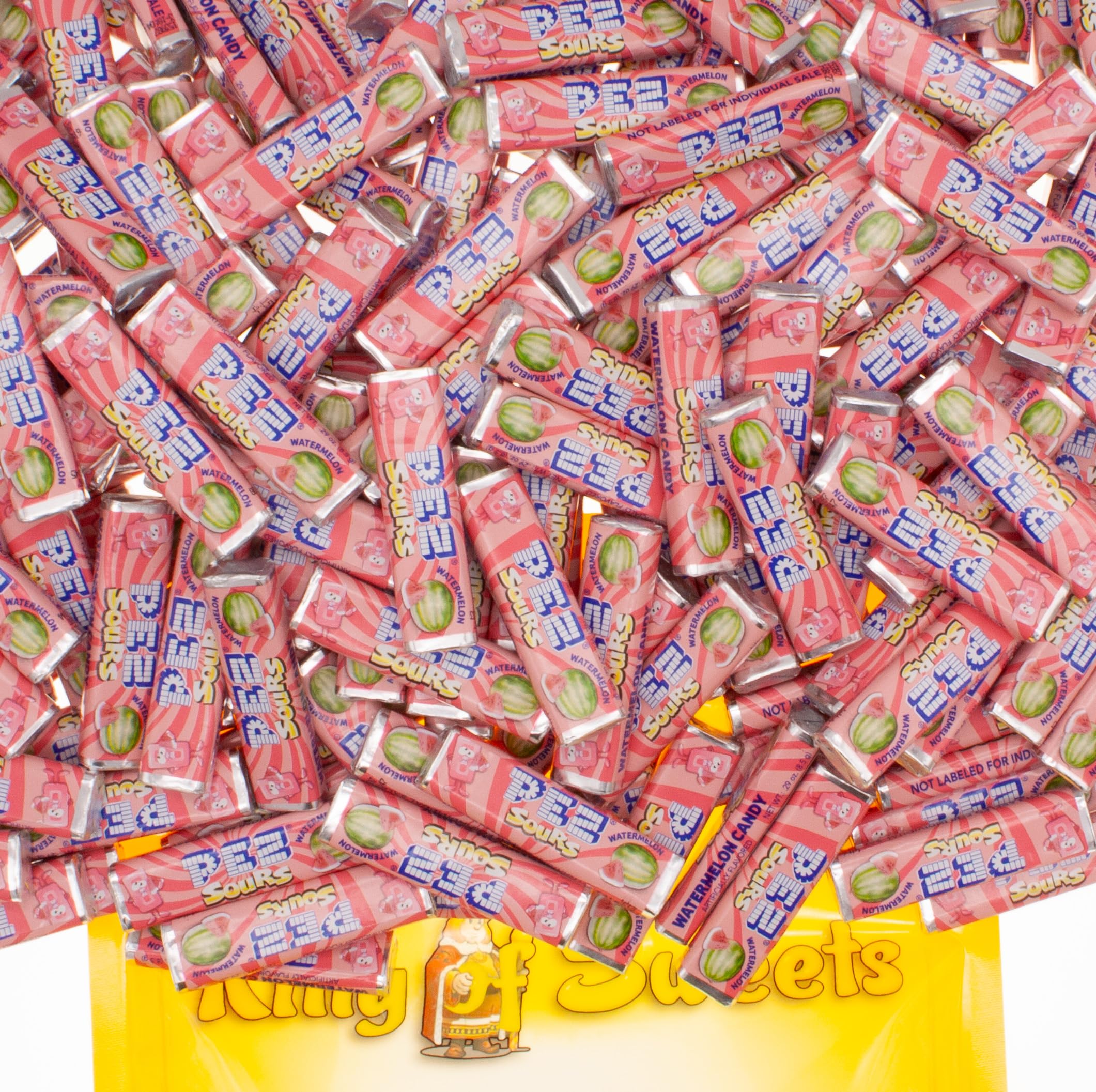 PEZ Candy Refills Sour Watermelon Flavored Candy Pack XL 1 Pound Bulk Wrapped Individually Hard Pressed Candy in a Bulk King of Sweets Bag