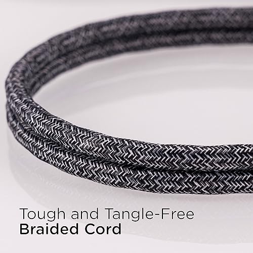 Miniatura 6 de Cordinate Designer 47298 - Mini tira de alimentación de 3 tomas, cable de extensión trenzado de 18 pulgadas, adaptador a tierra, enchufe plano de