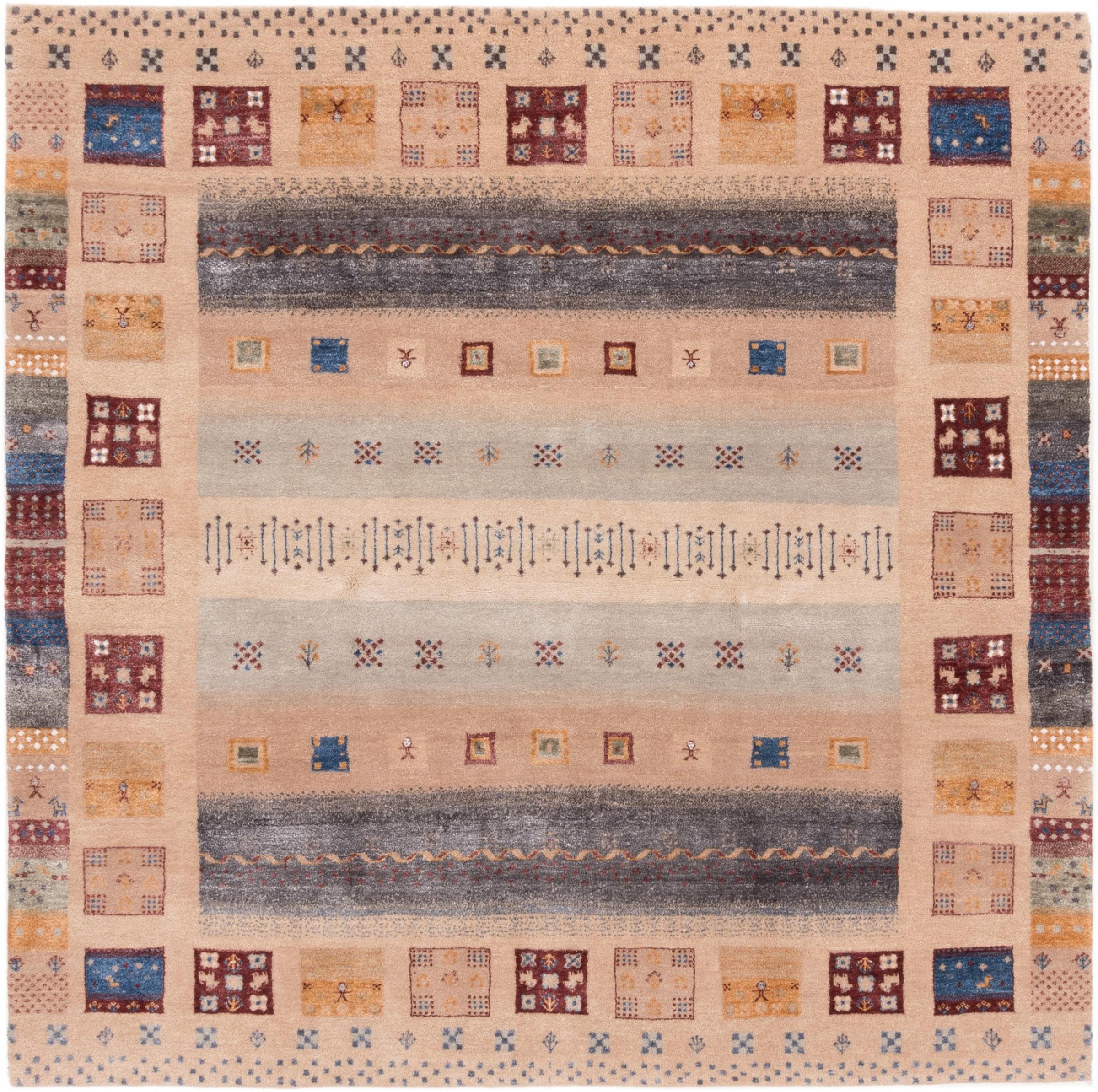Gabbeh Loribaft 207x207 Ręcznie tkane Nowoczesny Dywan orientalny Kwadrat Dywan Indie