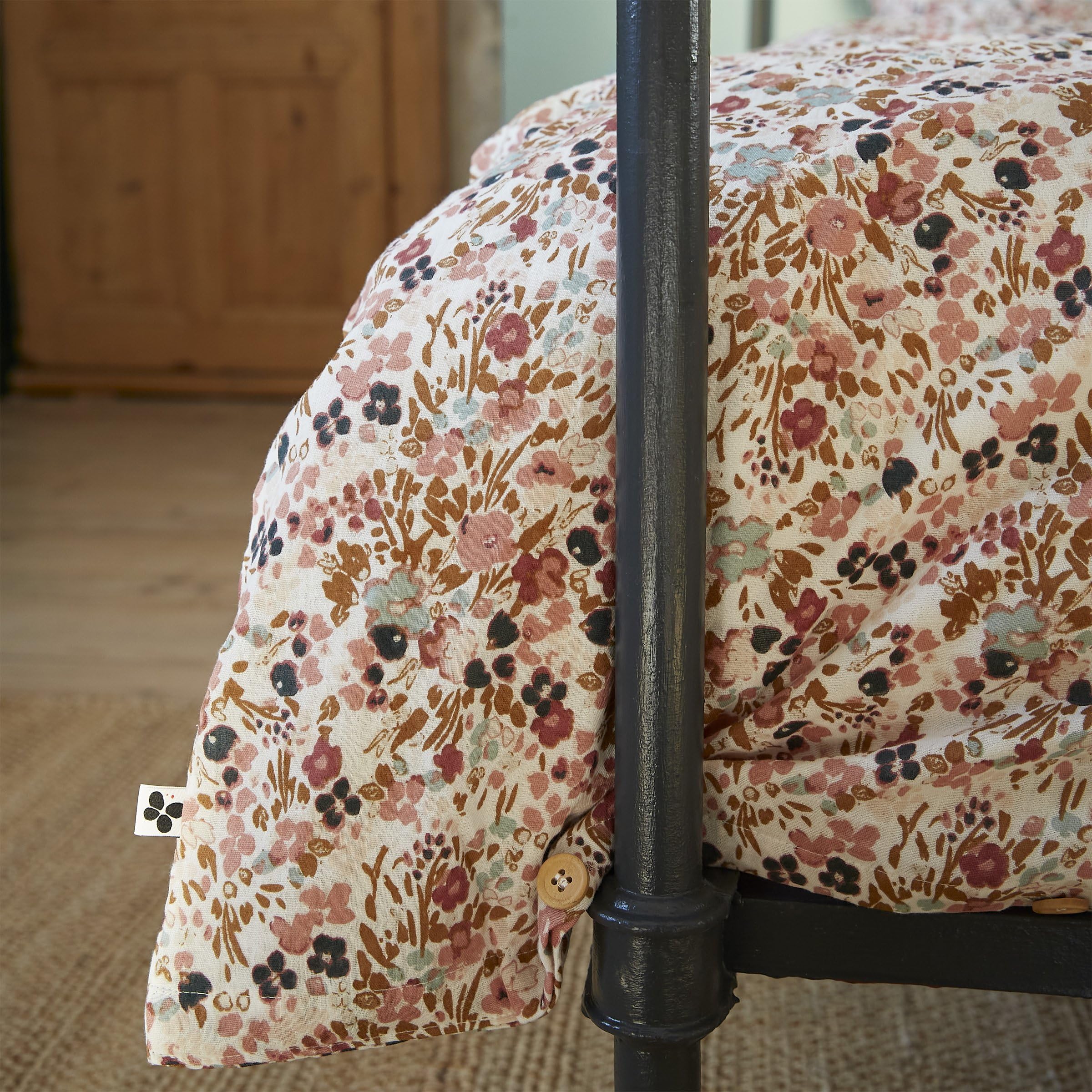 Housse de Couette Gaze de Coton Capucine by L’Effet Papillon – Linge de lit Housse Couette Style Fleuri [ Housses de couettes ] (Beige Pampa, 140 x 200 cm)