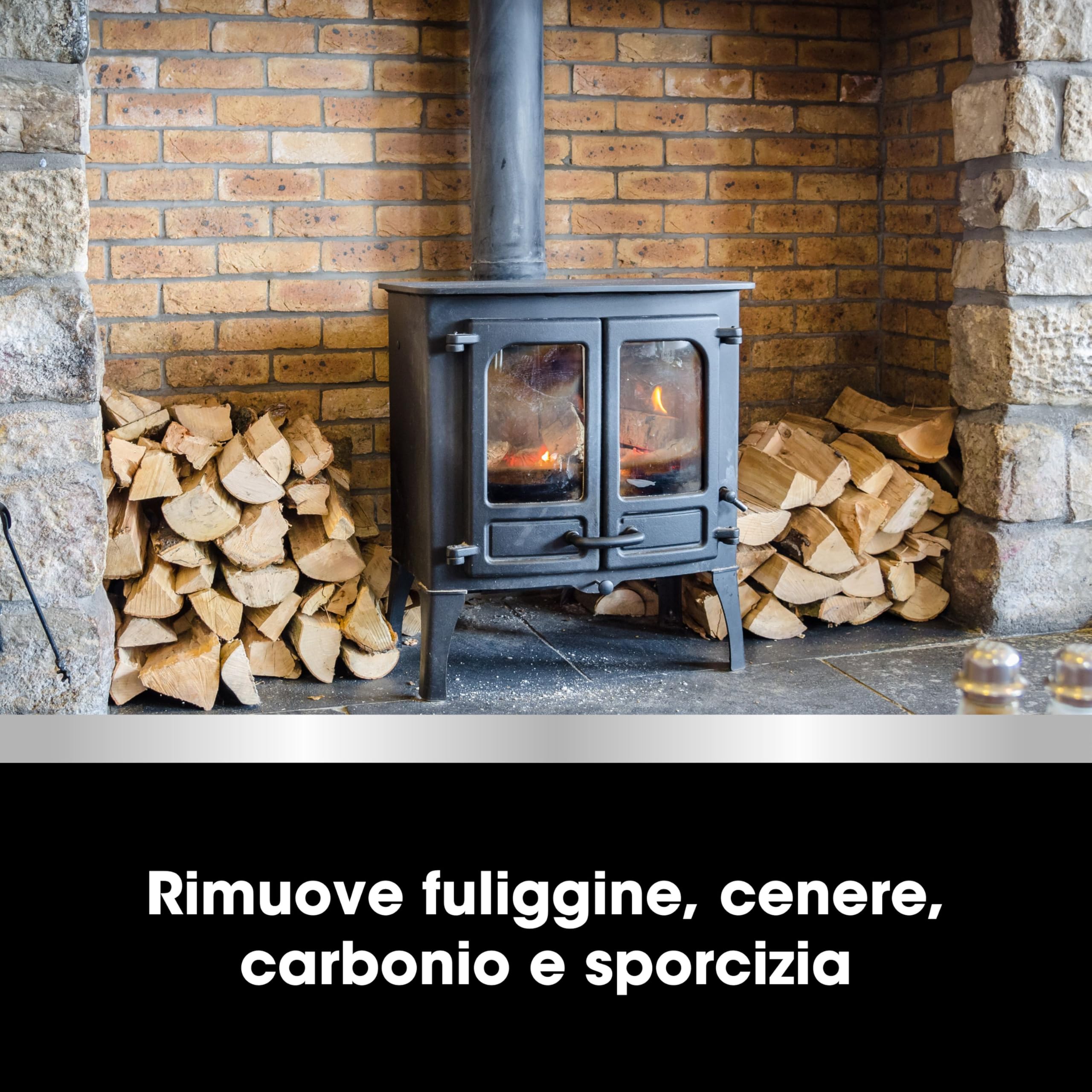 Furniture Clinic Kit per la cura della stufa - Pulisce e rinnova bruciatori a legna, grate e caminetti - Rimuove fuliggine e sporco - Per stufe in vetro e metallo - Detergente e lucidante