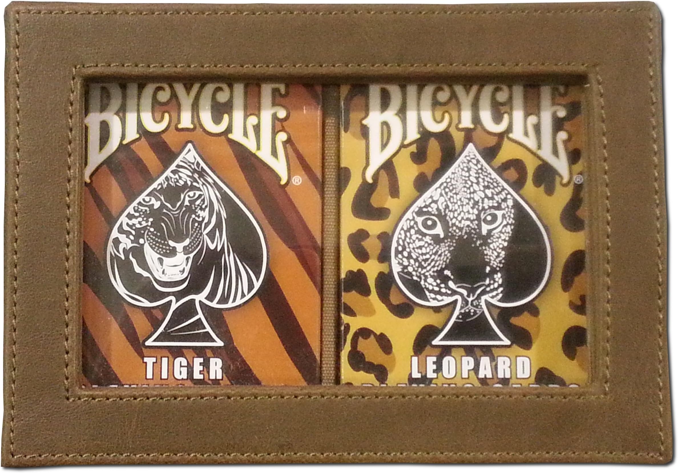 Lot 3 Bicycle Big Cats Jungle Tiger and Leopard Deck Playing Cards in Leather Case w/Free Calculator Collector