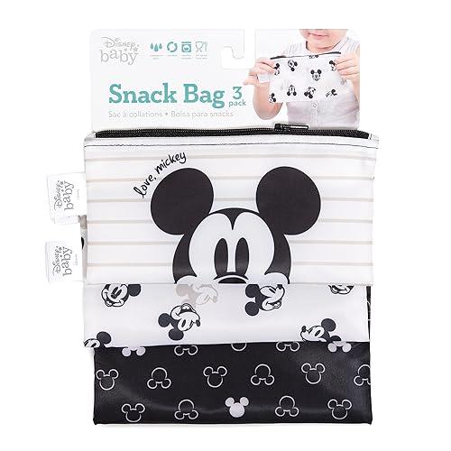 Miniatura 6 de Bumkins Bolsas reutilizables para sándwiches y aperitivos, Disney Mickey Mouse, para niños y adultos, tela lavable, bolsa de tela con cremallera,