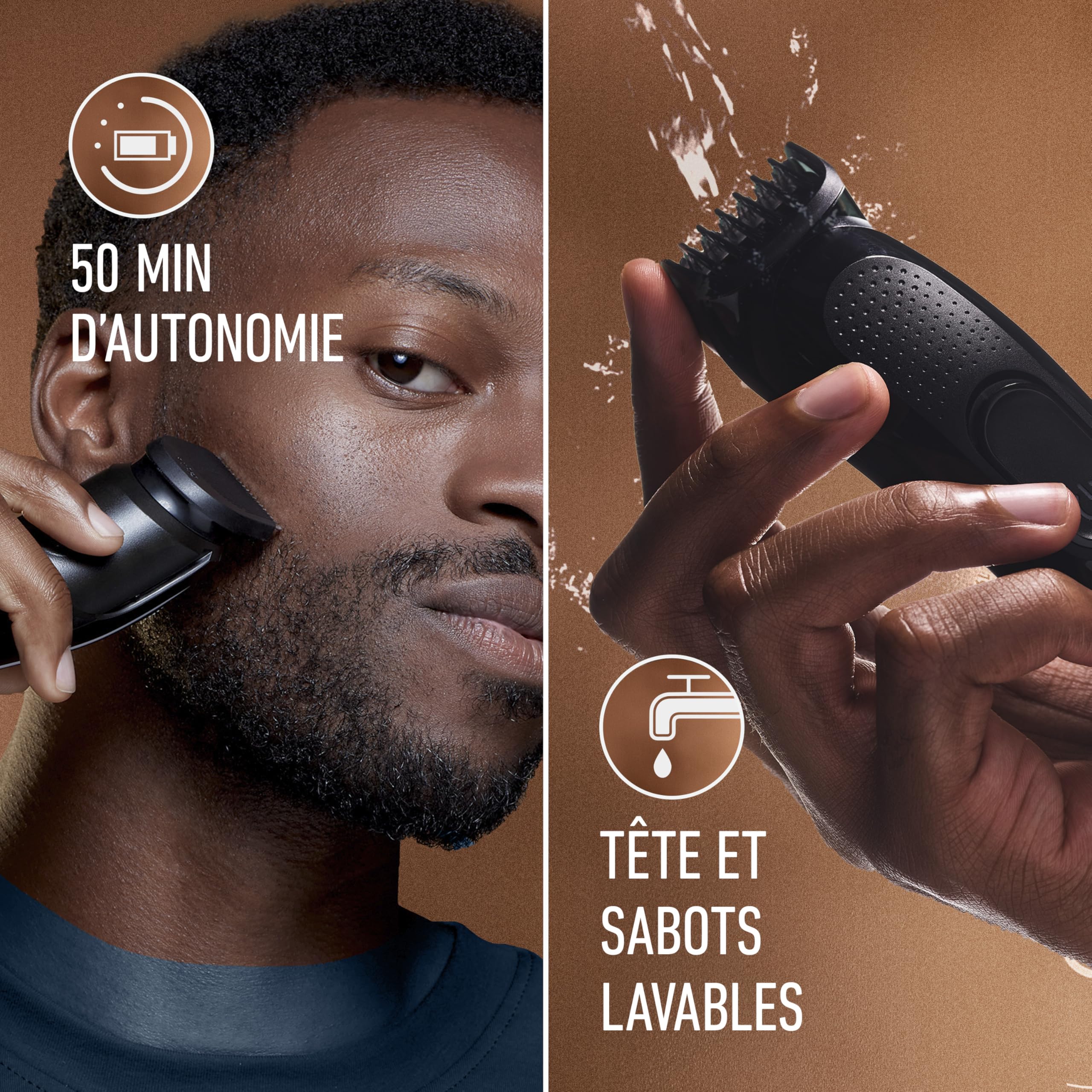 King C. Gillette Tondeuse Barbe Homme, 5 Sabots Interchangeables, Noire | sans Fil, Rechargeable, Coffret avec Peignes Lavables, Lames Inusables, 50 min d’Autonomie