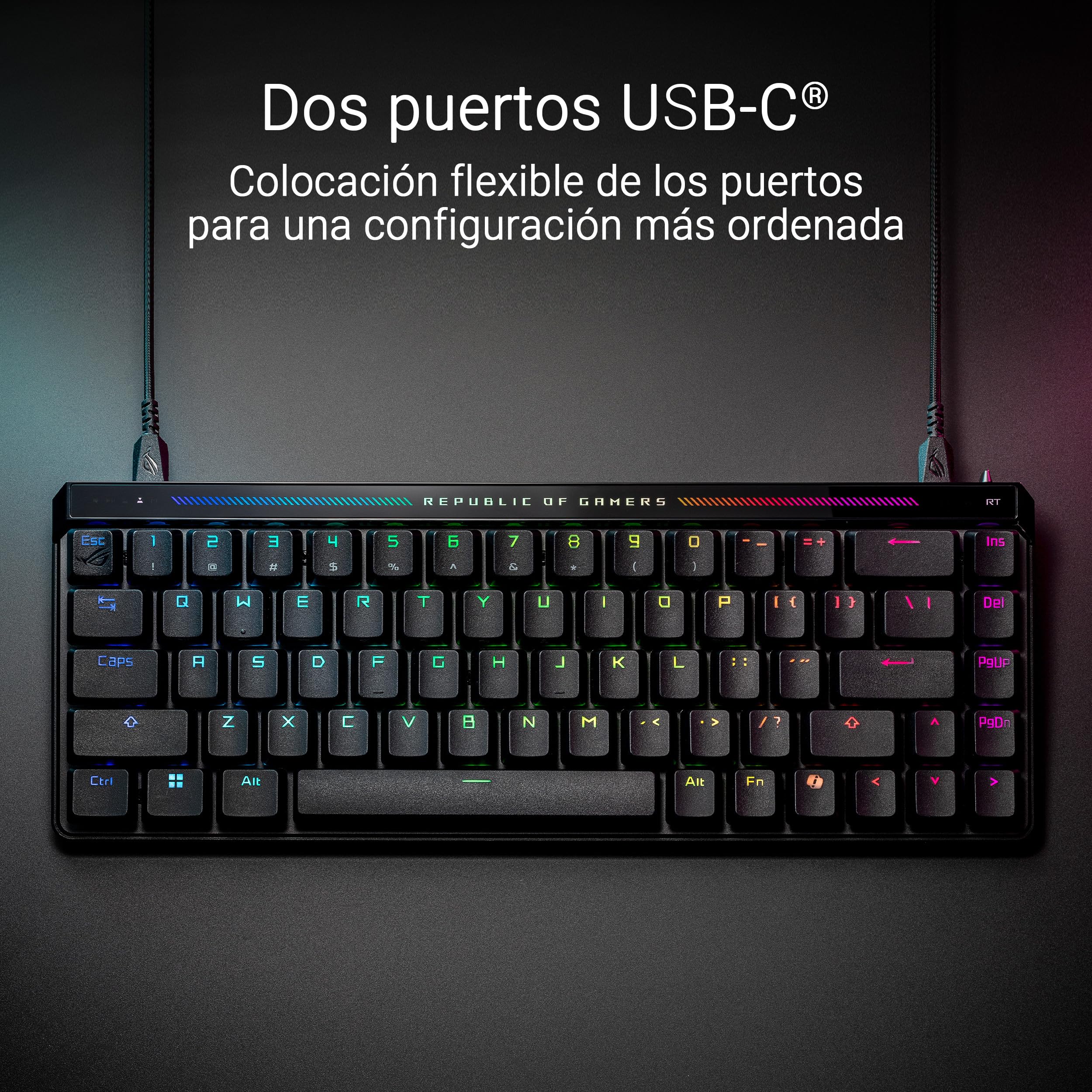 ASUS ROG Falchion Ace HFX Teclado Gaming analógico 65%, interruptores magnéticos ROG HFX, Disparo rápido, Panel táctil, 8000 Hz, amortiguación de Cinco Capas, Carcasa, Teclas ABS, QWERTY Español