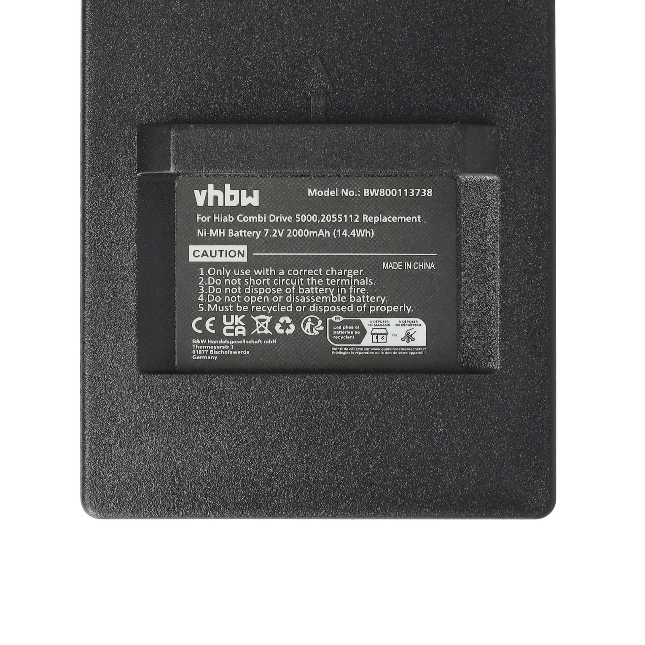 vhbw 2x batteria compatibile con Hiab CombiDrive 4000 Radiocomando Industriale, Telecomando (2000mAh, 7,2V, NiMH) - Nero