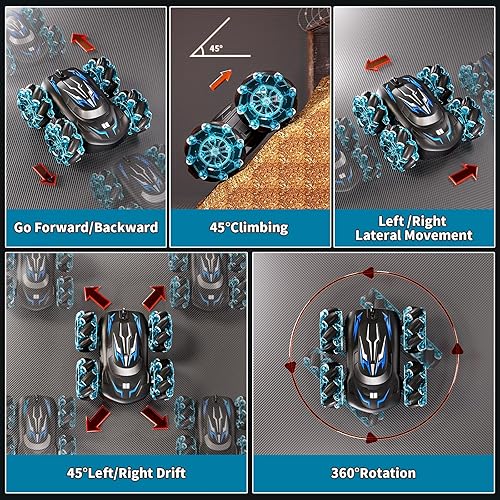 Miniatura 7 de Auto de acrobacias a control remoto de 2.4 GHz, auto de control remoto 4WD de doble cara con detección de gestos, auto de control remoto de 360 F