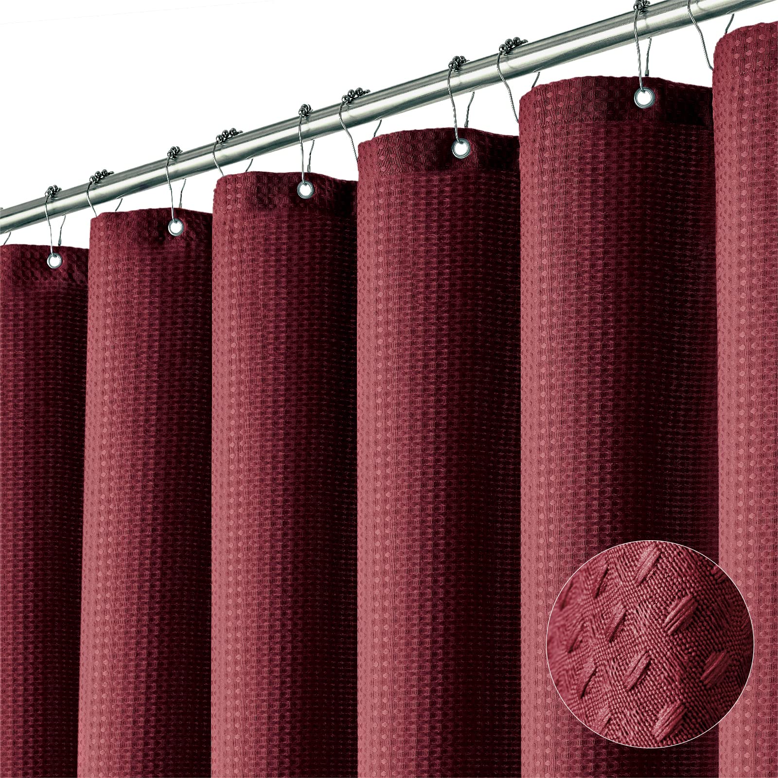 Dynamene Long Fabric Shower Curtain - 78 inch Long Waffle Weave Weighted Cloth Shower Curtains for Bathroom, Neutral Heavy Duty Hotel Spa Luxury Bath