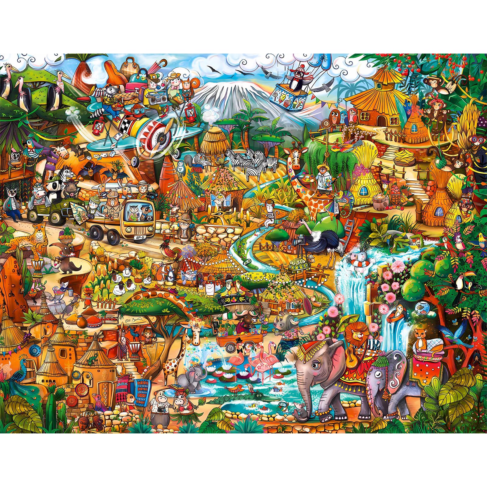 Chengqism Jigsaw Puzzles 100 Pieces for Adults Cartoon Puzzle 100 Pieces 100 Piece Jigsaw Puzzle with Extra Large Piece for Adult Educational Games-Home Decoration Puzzles for Adult Teens Seniors — image 1