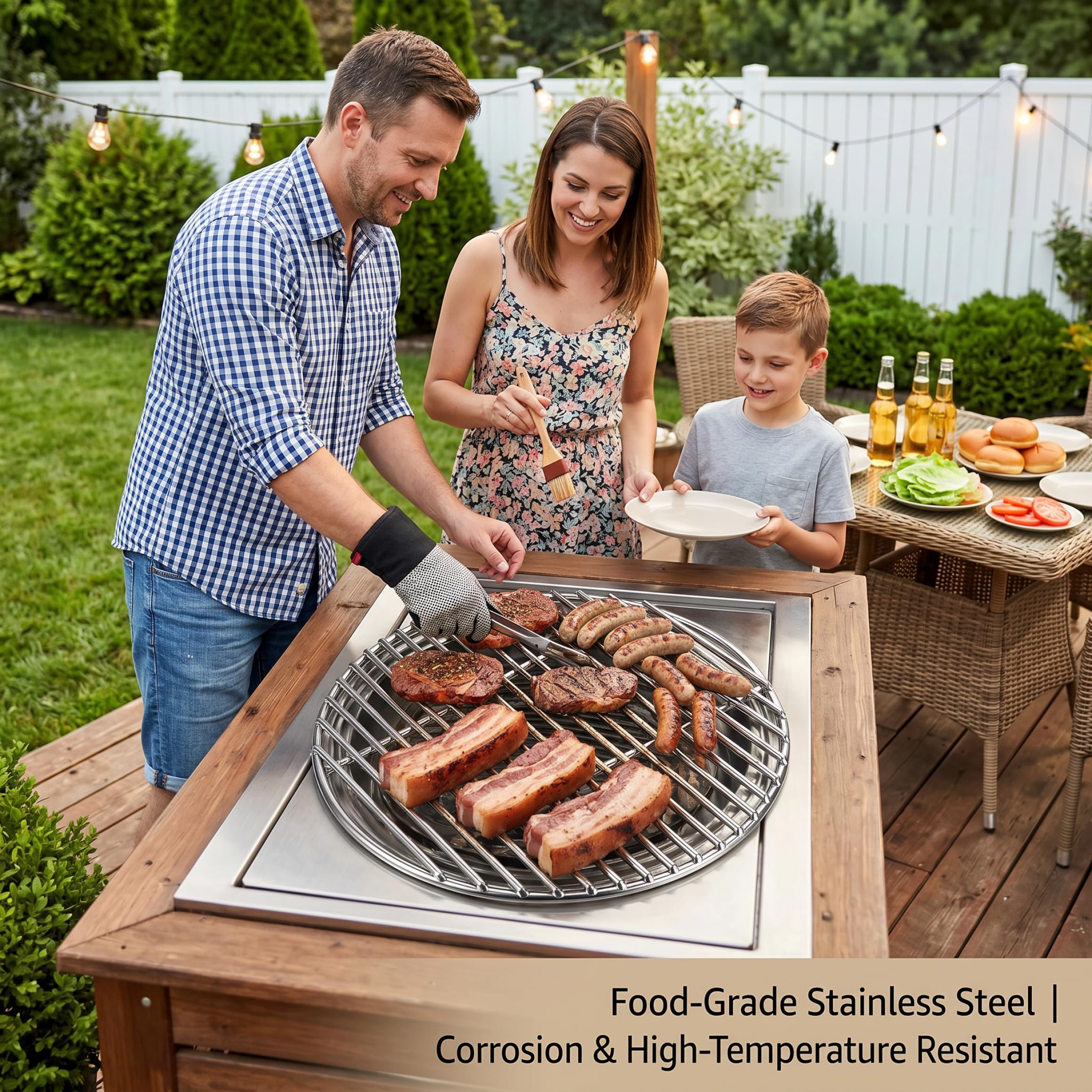 43 cm Sainless Seel Grill Grae, zamiennik grilla klasy spożywczej, idealny do gotowania wewnątrz i na zewnątrz, idealny na kemping i grillowanie
