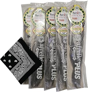 RastAfri Pre-Stretched Silky Braiding Hair with Bandana - 5 single packs (#51)
