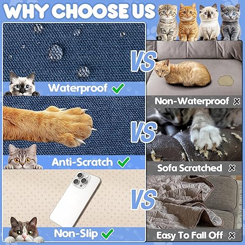Miniatura 4 de Protector de muebles contra arañazos para gatos, antideslizante, impermeable, para mantener a los gatos alejados, protectores de sofá aptos para