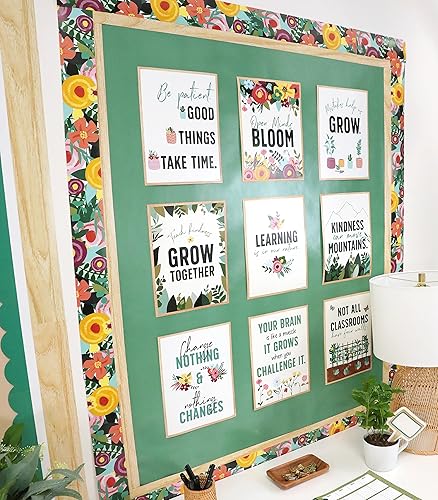 Miniatura 5 de Carson Dellosa Grow Together - Bordes de tablón de anuncios de flores de 36 pies, 12 tiras de ribete floral para pizarra blanca, corcho y cartón,