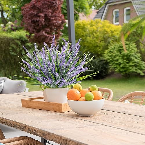 Miniatura 9 de Uieke 6 plantas artificiales de lavanda para exteriores, 14.5 pulgadas, resistentes a los rayos UV, 3 flores de lavanda falsas con 3 tallos de