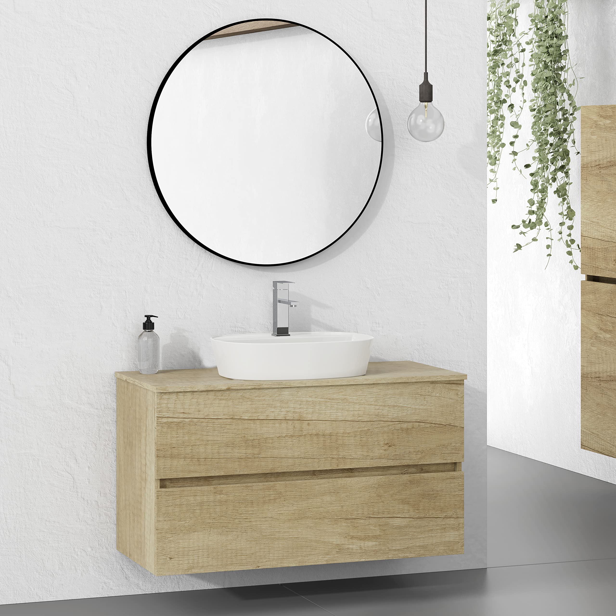 BAIKAL Pack solución para baño con lavabo y complementos. Incluye: lavabo cerámico, Grifo, Sifón extensible y Válvula de desagüe con rebosadero. Fácil instalación, se incluyen las instrucciones