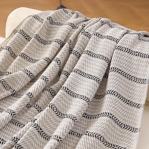 Miniatura 4 de Peshtemania Manta bohemia de algodón de alta calidad, 50 x 60 pulgadas, color gris, blanco y negro, para cama, sofá, exterior, granja, turca, para