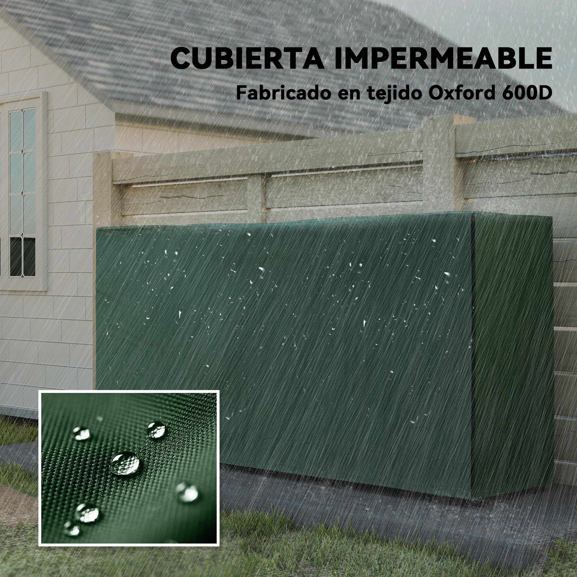 Outsunny Soporte para Leña Ajustable 200x36x99 cm Verde Oscuro y Negro