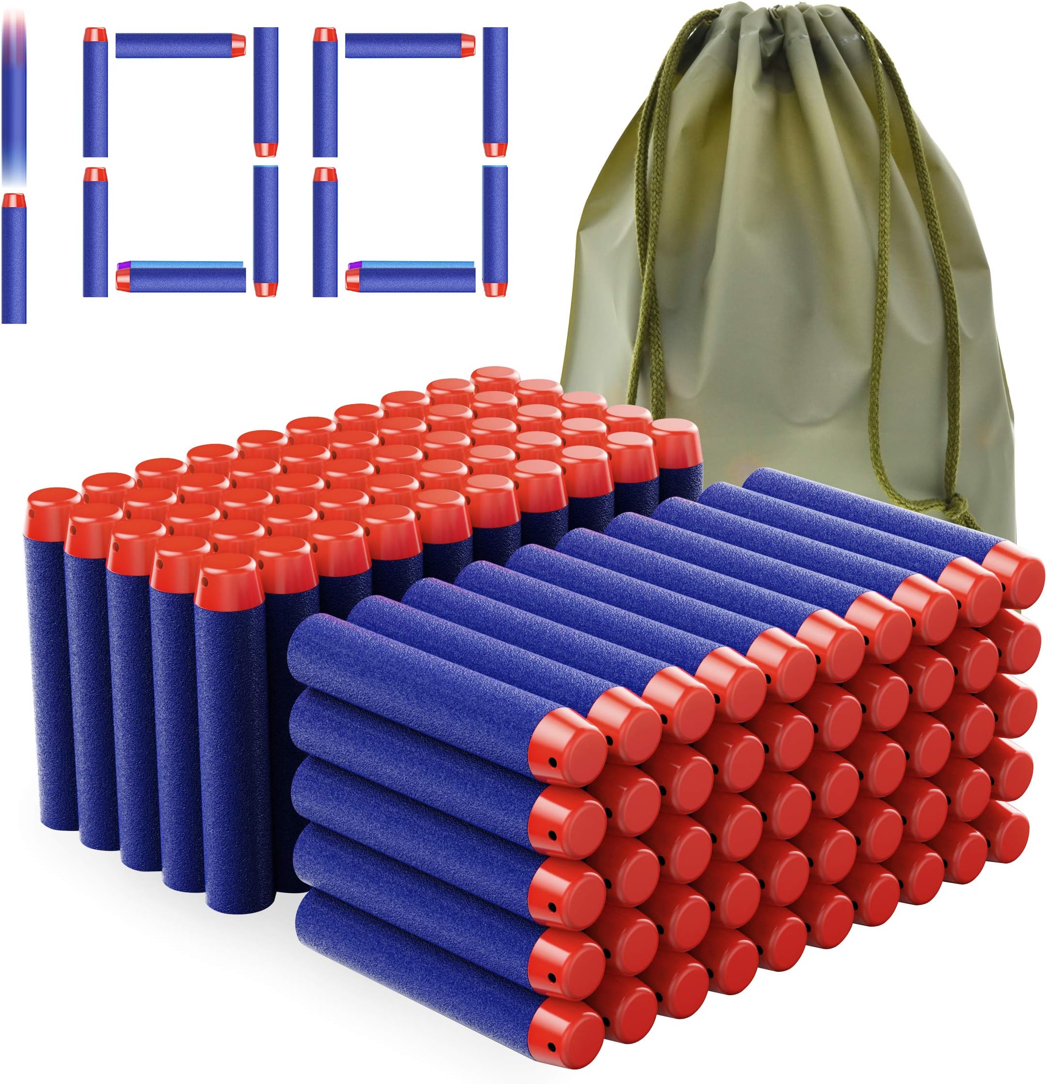 Coodoo Compatible Darts 100 PCS Refill Pack Bullets for Nerf Guns N-Strike Elite Series Blasters Toys for Nerf Party - Blue with Storage Bag