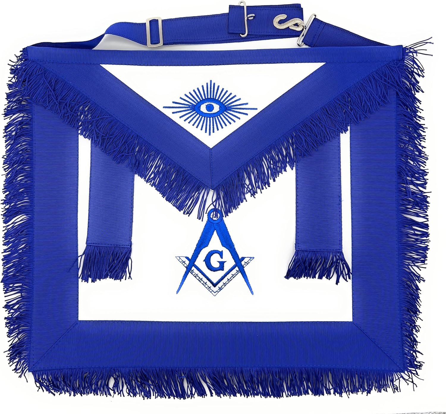 USL Masonic Apron Blue Lodge Square & Compass Embroidery Leather, Blue, One Size