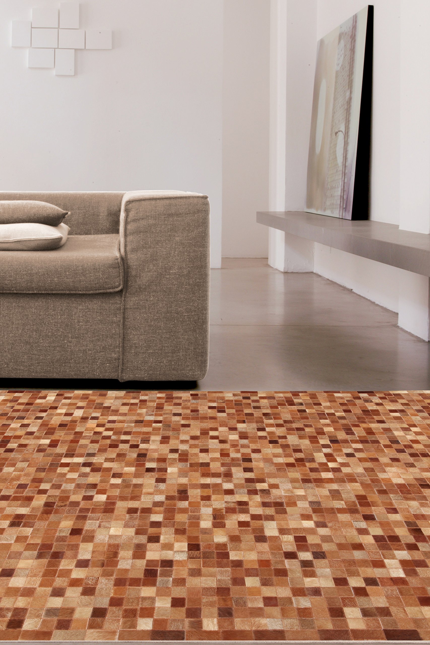 Tapis en cuir marron grand format ABC 9010763 salon et bureau 200x140