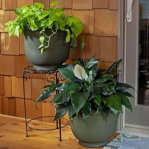 Miniatura 6 de Sunnydaze Michael - Macetas de metal para interiores y exteriores con acabado resistente a los rayos UV, 14.5 pulgadas, color salvia mate, juego de 2