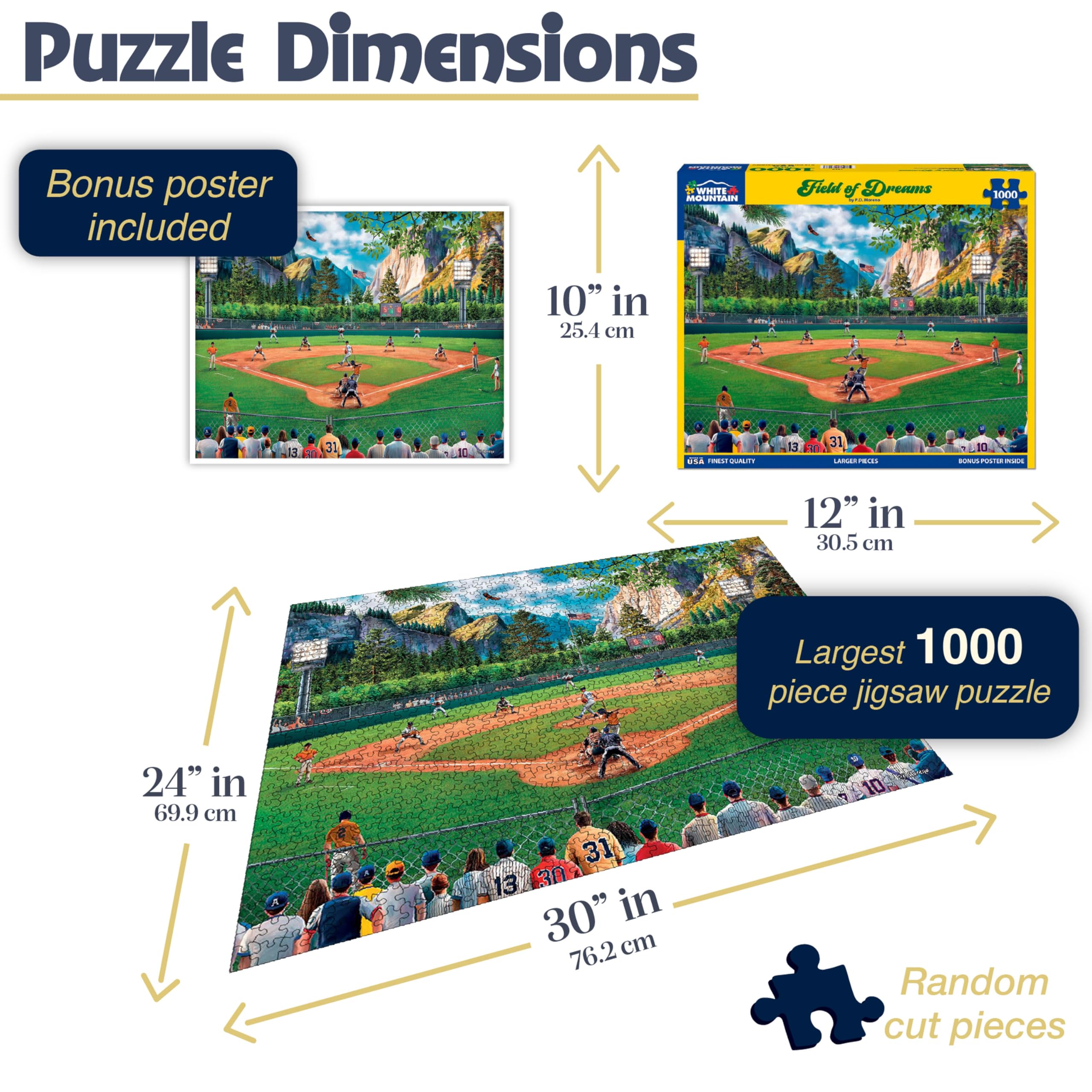 Amazon.com: White Mountain 1000 Piece Jigsaw Puzzle Baseball Game
