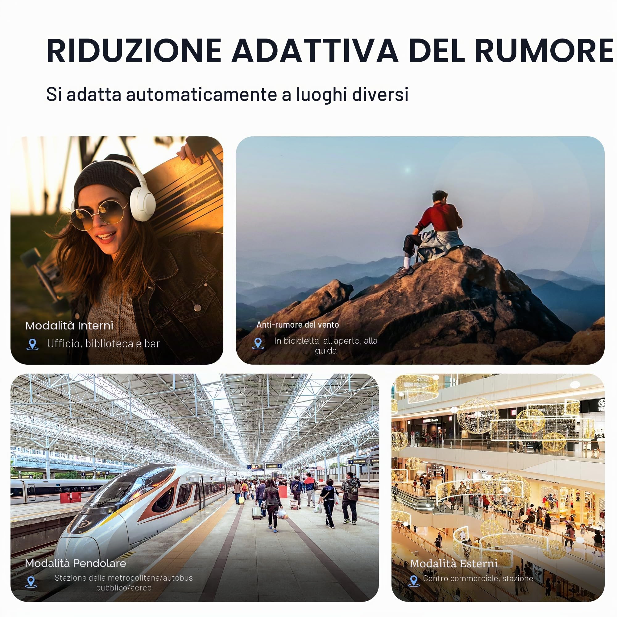 QCY H3 ANC Cuffie Bluetooth Cancellazione Rumore Attiva Ibrida,Cuffie Over Ear Wireless,Hi-Res Audio,60 Ore di Riproduzione,Chiamate Nitide,EQ personalizzabile,Bluetooth 5.4, Blu