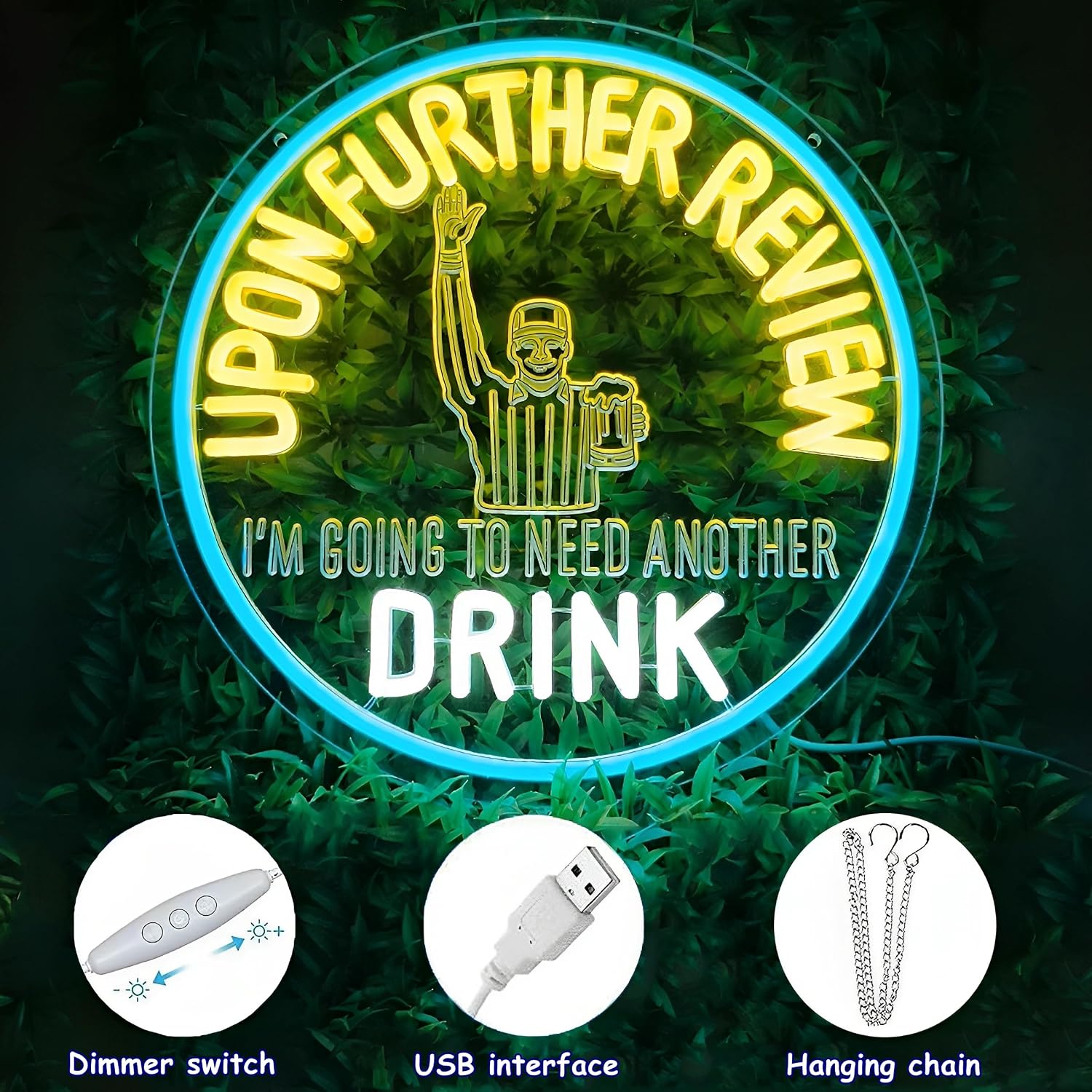 Beer Bar Neon Sign Upon Further Review I'm Going To Need Another Drink Neon Light Sign for Man Cave Garage Bar Party Birthday Christmas Decor Gifts