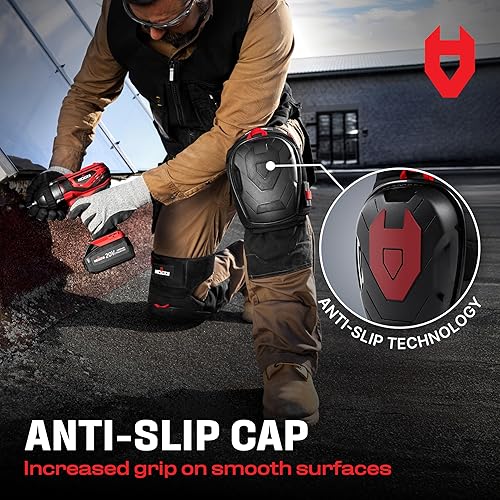 Miniatura 6 de NoCry Rodilleras de gel profesionales para el trabajo gorra antideslizante resistente, espuma extra de doble capa y cojín, correas antideslizantes