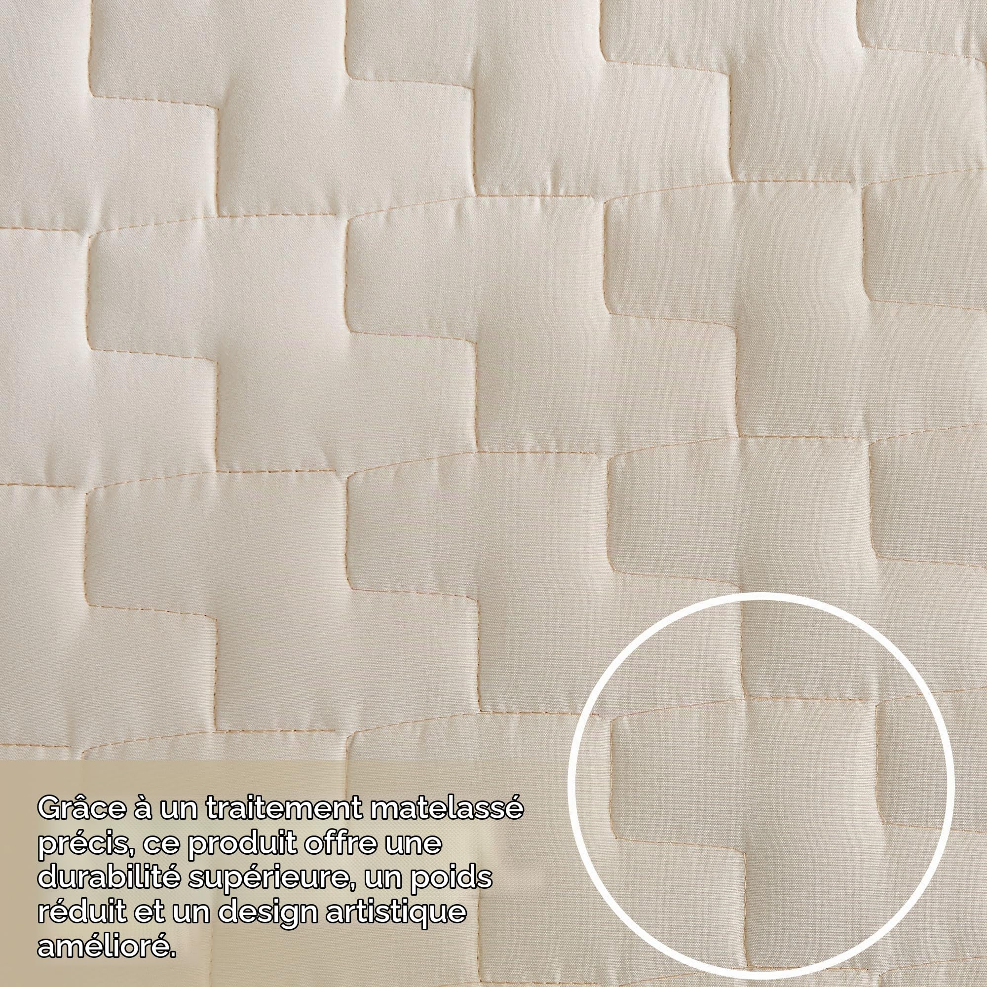 beeweed Couvre-lit beige 220 x 240 cm – Couvre-lit polyvalent comme jeté de lit ou jeté de canapé – Idéal comme couvre-lit de style moderne – Couverture pour lit et canapé