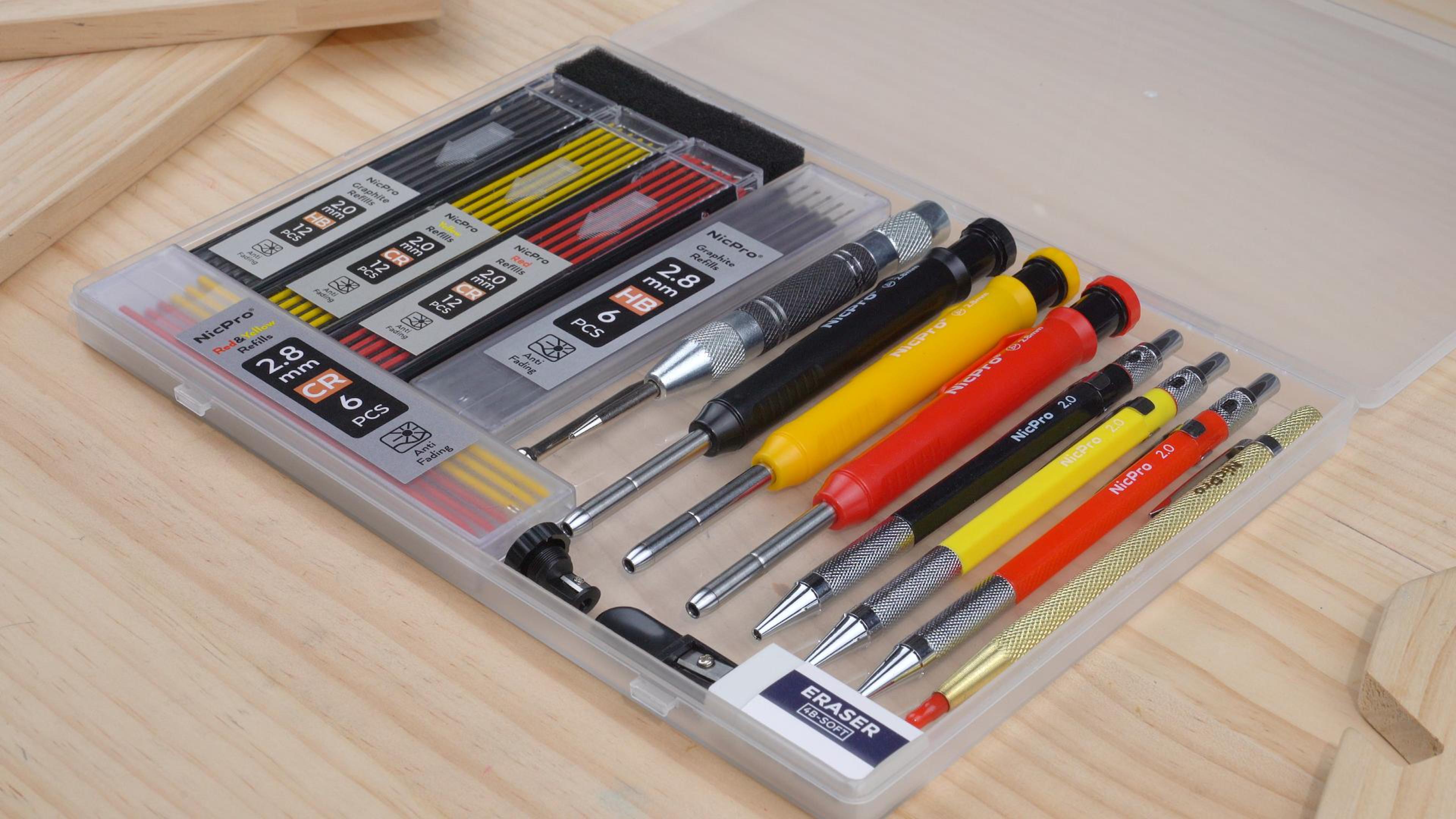 Ropto 110 PCS Carpenter Pencils – Heavy Duty Octagonal Red Black Lead, Construction Woodworking Marking Pencils, Bulk Set For Site Work, Joinery, Scriber Tools