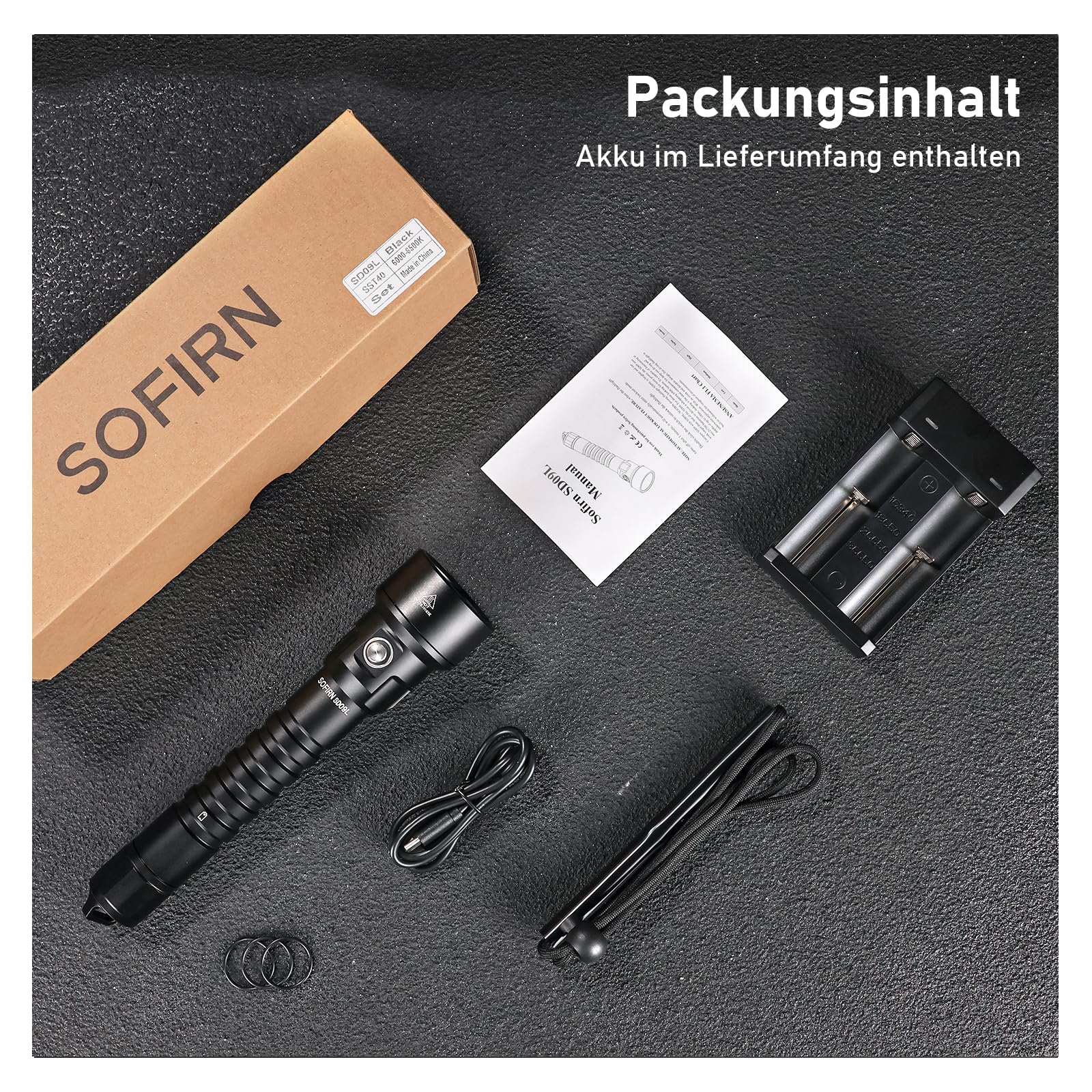 Sofirn SD09L Tauchlampe, 6800 Lumen Tauchen Led Taschenlampe, IPX8 Unterwasser 100m, 3*Hochleistungs-LEDs mit Wiederafladbaer Akkus