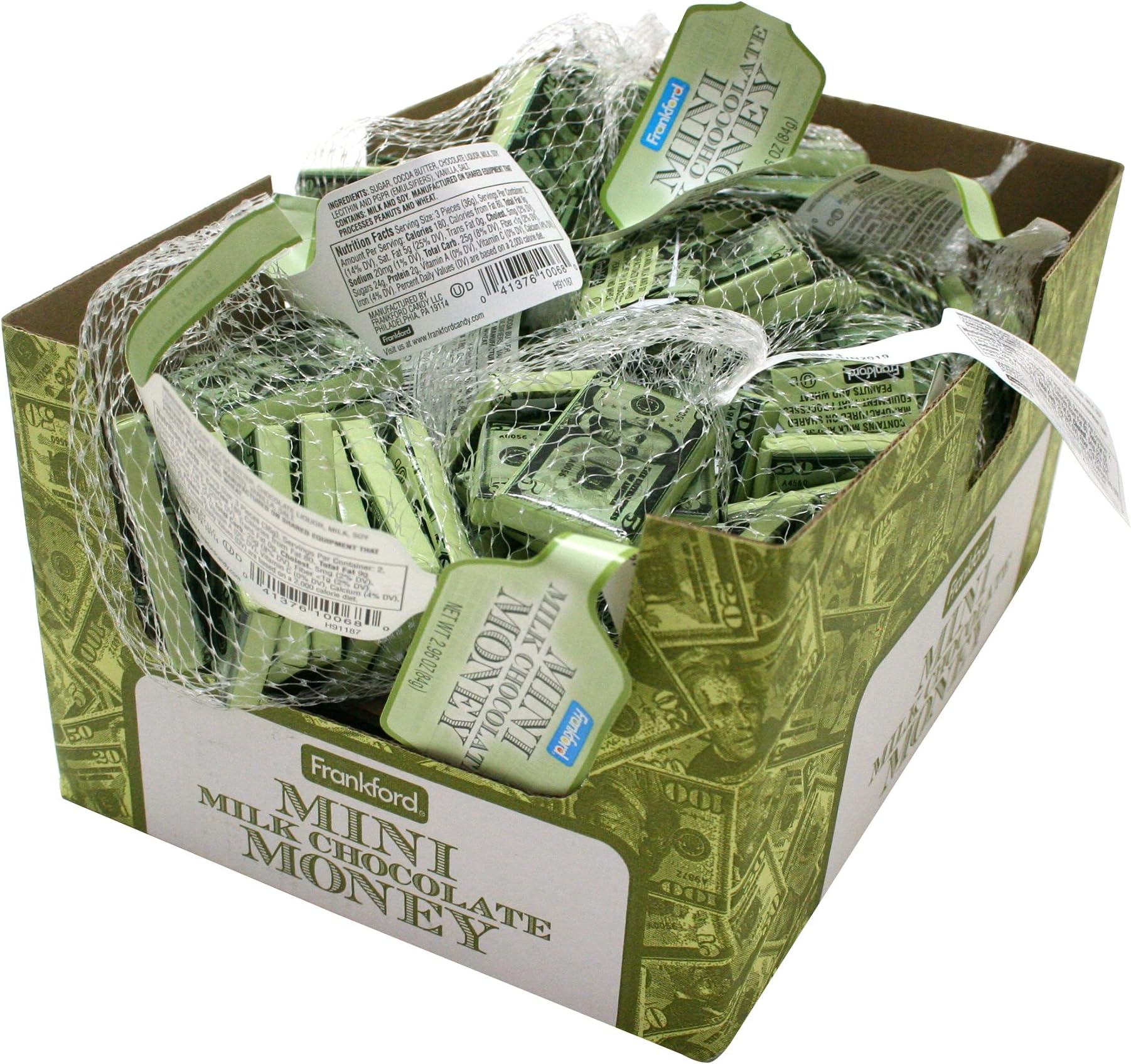 Frankford Candy Company Money Bar Milk Chocolate Mesh Bag, Milk Chocolate, 2.96 Ounce (Pack of 18)